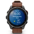 Kép 2/8 - Garmin Fenix 8 Pro 47mm AMOLED Sapphire karbonszürke DLC Titanium barna bőr- és fekete/szürke szilikon szíjjal (ED XD) - 010-03198-40