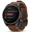 Kép 4/8 - Garmin Fenix 8 Pro 47mm AMOLED Sapphire karbonszürke DLC Titanium barna bőr- és fekete/szürke szilikon szíjjal (ED XD) - 010-03198-40