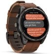 Kép 5/8 - Garmin Fenix 8 Pro 47mm AMOLED Sapphire karbonszürke DLC Titanium barna bőr- és fekete/szürke szilikon szíjjal (ED XD) - 010-03198-40