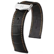 Kép 1/3 - Hirsch fekete aligátor bőr óraszíj  22mm - Voyager - no buckle - 07107457-0-2218