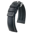 Kép 1/3 - Hirsch fekete borjú bőr/ kaucsuk óraszíj  18mm - Tiger L - 0915075050-2-18