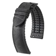 Kép 1/3 - Hirsch fekete vegán bőr/ kaucsuk óraszíj  20mm - LEAF L - 0925046050-5-20