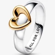 Kép 1/4 - Pandora sugárzó bicolor szív gyűrű - 162504C00-50