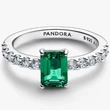 Kép 2/4 - Pandora szikrázó zöld téglalap ezüst gyűrű - 194506C01-50