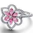 Kép 1/4 - Pandora rózsaszín szikrázó virág ezüst gyűrű  - 194577C01-50
