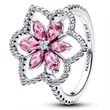 Kép 2/4 - Pandora rózsaszín szikrázó virág ezüst gyűrű  - 194577C01-50