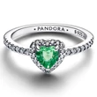 Kép 2/3 - Pandora kiemelt mentazöld szív gyűrű - 198421C08-52