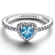 Kép 2/3 - Pandora kiemelt világoskék szív gyűrű - 198421C10-52