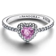 Kép 2/3 - Pandora kiemelt világosbíbor szív gyűrű - 198421C12-50