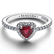 Kép 2/3 - Pandora kiemelt fukszia rózsaszín szív gyűrű - 198421C13-50
