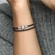 Kép 4/4 - Pandora moments kétsoros fonottbőr karkötő, fekete - 590745CBK-D1