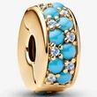 Kép 1/5 - Pandora vízkék arany klip charm - 763902C01