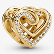 Kép 1/5 - Pandora sárga arany szikrázó összefonódó szívek charm - 769270C01