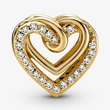 Kép 2/5 - Pandora sárga arany szikrázó összefonódó szívek charm - 769270C01