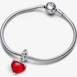 Kép 3/4 - Pandora Disney Mickey & Minnie csók piros muránói üveg függő - 792522C01