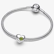 Kép 3/5 - Pandora tavaszzöld augusztus születésköves gravírozható szív charm - 794161C08