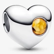 Kép 1/5 - Pandora mézszínű november születésköves gravírozható szív charm - 794161C11