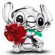 Kép 1/5 - Pandora Disney Stitch rózsával a szájában charm  - 794378C01