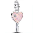 Kép 1/5 - Pandora rózsaszín opál szív alakú kulcs függő  - 794427C01