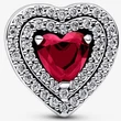 Kép 2/4 - Pandora szikrázó piros lapos szív charm - 799218C02
