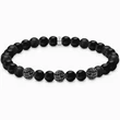 Kép 1/3 - Thomas Sabo fekete obszidián és cirkónia gyöngyös unisex karkötő - A2195-705-11-L21