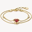 Kép 1/3 - Thomas Sabo piros szív aranyozott dupla karkötő - A2222-414-10