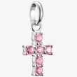 Kép 1/3 - Thomas Sabo Connect rózsaszín cirkónia köves ezüst kereszt charm - CC1206-051-9