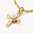 Kép 2/3 - Thomas Sabo Connect cirkónia köves sárga arany kereszt charm - CC1287-445-14