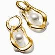 Kép 2/3 - Thomas Sabo sárga arany organikus gyöngy fülbevaló - H2321-430-14 - Natural Beauty