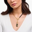 Kép 2/2 - Thomas Sabo aranyozott ónix gyöngyös nyaklánc - KE2193-177-11-L47V
