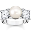 Kép 1/2 - Thomas Sabo gyöngyös gyűrű fehér kővel  - TR2408-167-14-58