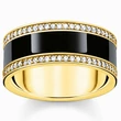 Kép 1/2 - Thomas Sabo aranyozott fekete szalagos gyűrű - TR2446-565-11-54
