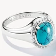 Kép 2/3 - Thomas Sabo türkiz ovális cirkónia foglalatos ezüst gyűrű - TR2507-405-17