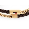 Kép 2/2 - Tommy Hilfiger fekete bőr, arany láncos férfi karkötő - 2790563