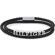 Kép 1/2 - Tommy Hilfiger fekete bőr férfi karkötő - 2790587