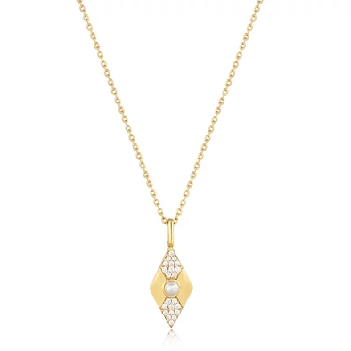 Ania Haie aranyozott nyaklánc - N054-03G - Gold Pearl Geometric