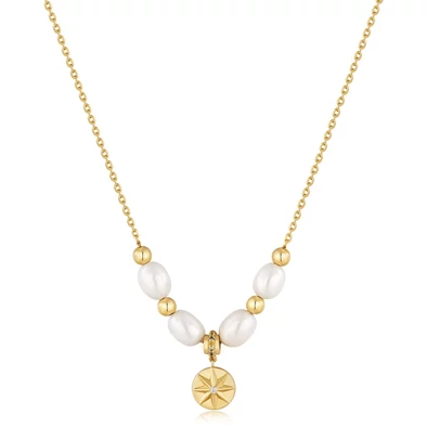 Ania Haie aranyozott nyaklánc - N054-05G - Gold Pearl Star