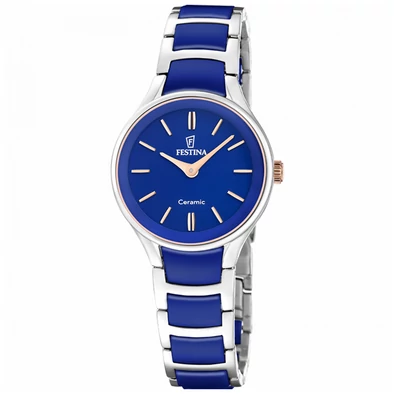 Festina nemesacél és kék kerámia női óra - F20752/5 - Ceramic