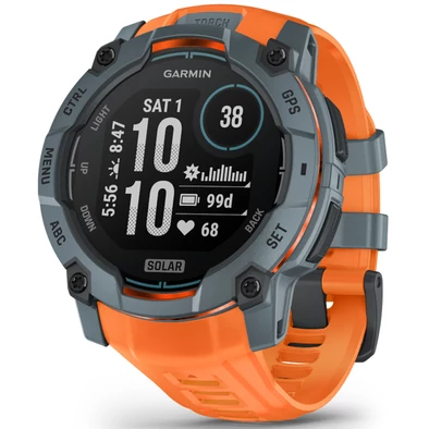 Garmin Instinct 3, 50mm Solar, Szürke, narancs szíjjal (ED) - 010-02935-01