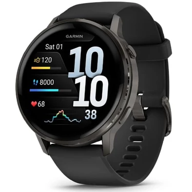 Garmin Venu 4 – 45 mm, sötétszürke, fekete szilikon szíjjal (ED) - 010-03014-00