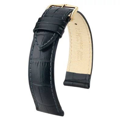 Hirsch fekete borjú bőr óraszíj  16mm - Duke L - 01028050-1-16