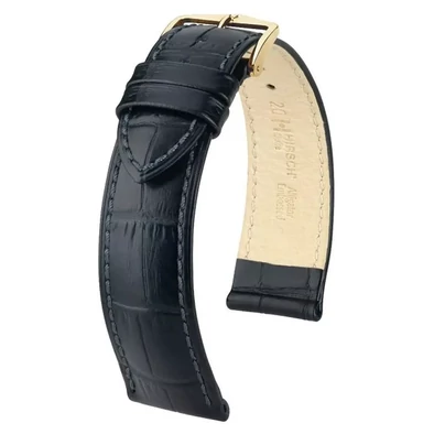 Hirsch fekete borjú bőr óraszíj  19mm - Duke L NQR - 01028050NQ-1-19