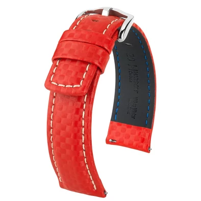 Hirsch piros borjú bőr óraszíj  20mm - Carbon L - 02592020-2-20
