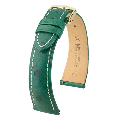 Hirsch zöld strucc bőr óraszíj  18mm - Massai Ostrich L - 04262041-1-18