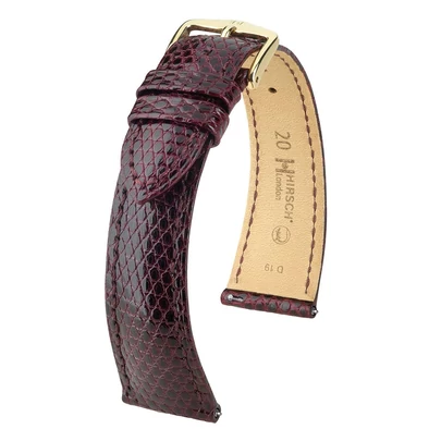 Hirsch bordó gyík bőr óraszíj  18mm - London L - 04266060-1-18