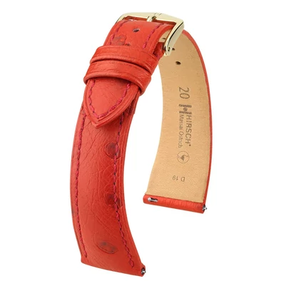 Hirsch piros strucc bőr óraszíj  19mm - Massai Ostrich L - 04362020-1-19