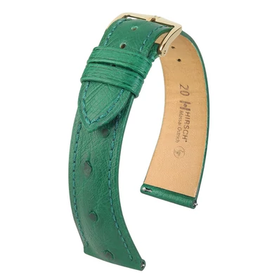 Hirsch zöld strucc bőr óraszíj  19mm - Massai Ostrich L - 04362040-1-19