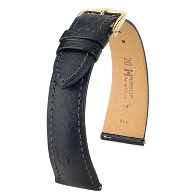 Hirsch fekete strucc bőr óraszíj  17mm - Massai Ostrich L - 04362050-1-17