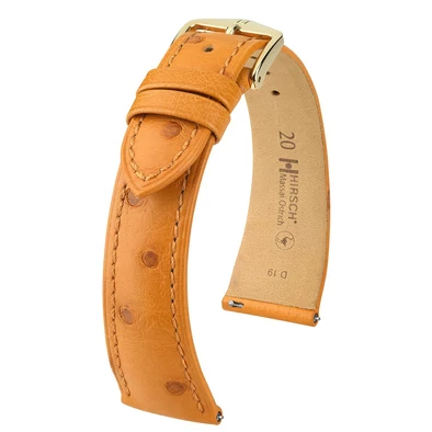 Hirsch mézbarna strucc bőr óraszíj  19mm - Massai Ostrich L - 04362075-1-19