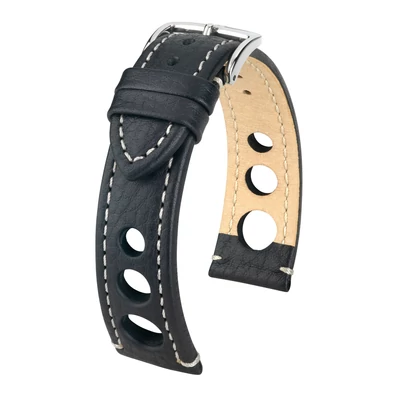 Hirsch fekete borjú bőr óraszíj  20mm - Rally L - 05102051-2-20